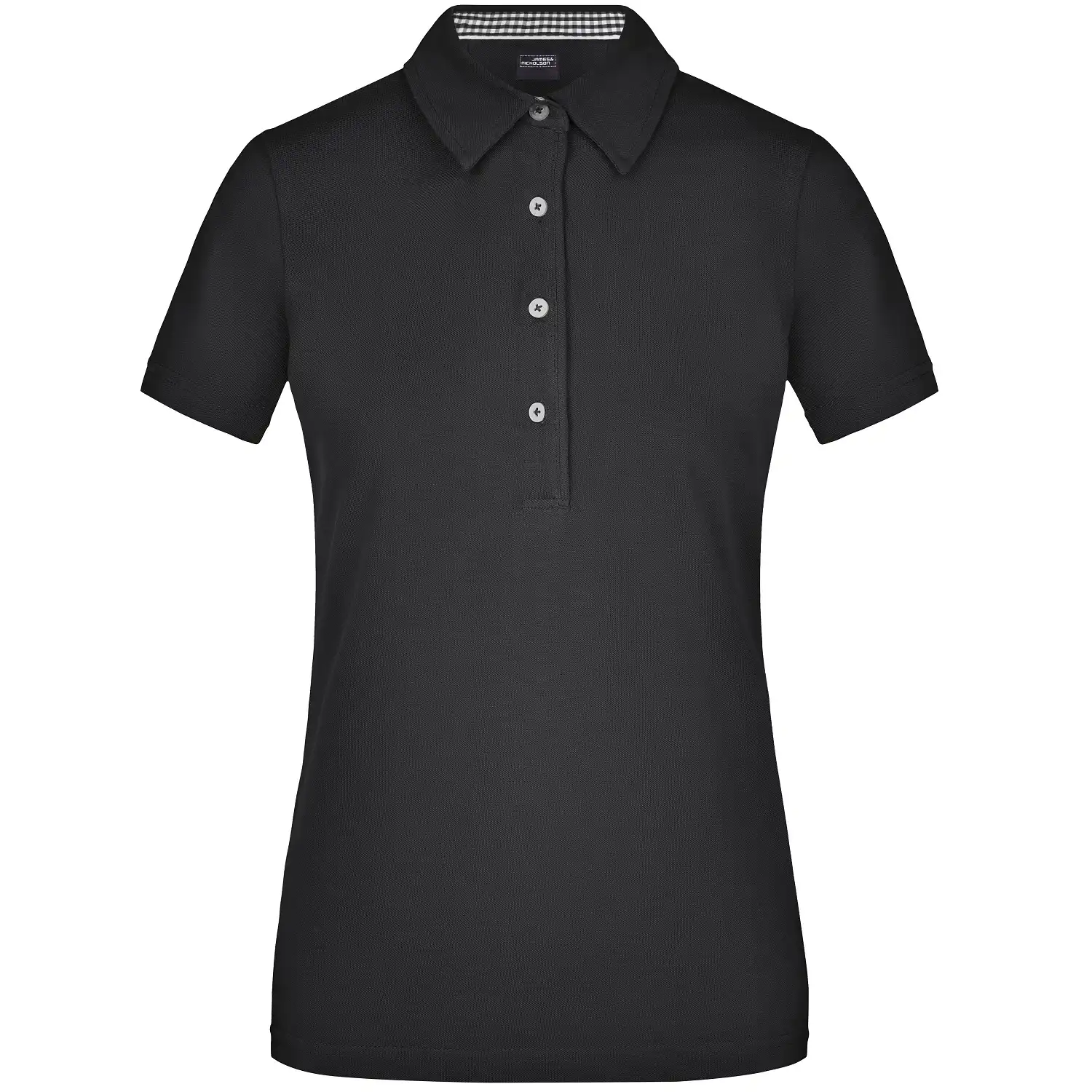 Damen Plain Polo-Shirt "JN969" in black/black-white, L - Thumbnail 1