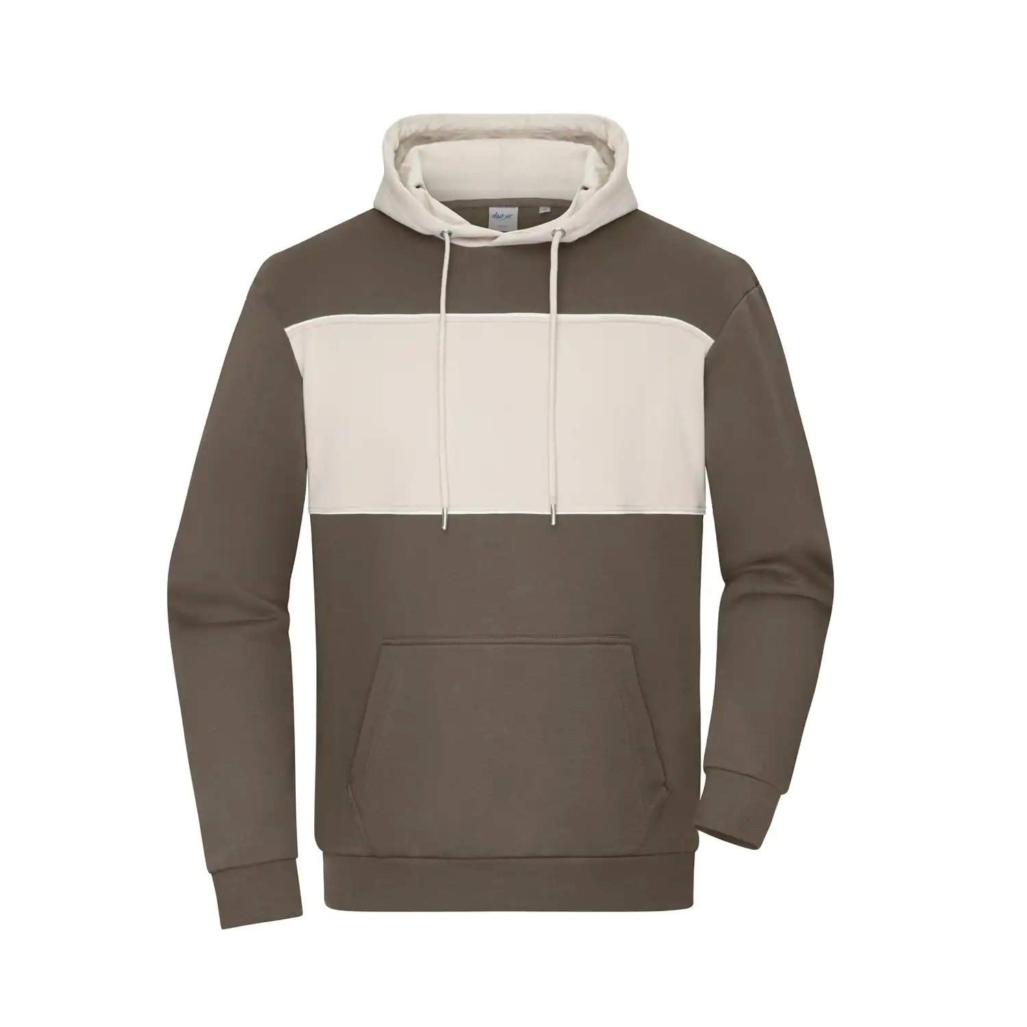Sweat-Hoody colour-block UNISEX "8051" in XXS, muddy-brown/sandstone - Thumbnail 1