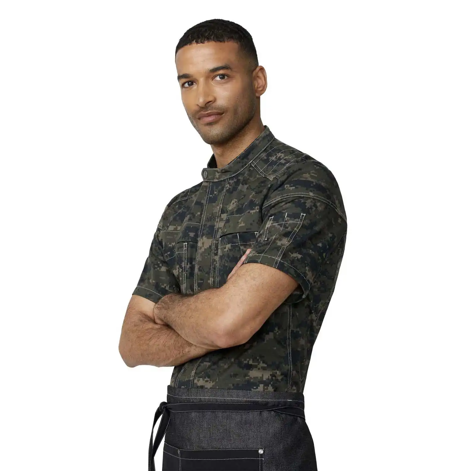 Biker Kochjacke kurzarm "23530" in camouflage, 4XL - Thumbnail 3