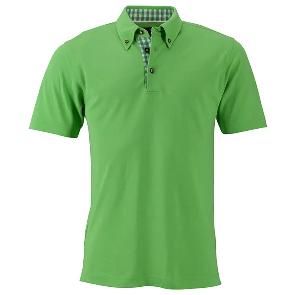 Polo-Shirt Trachtenlook "JN716" in lime/lime-white, 3XL - Thumbnail 1
