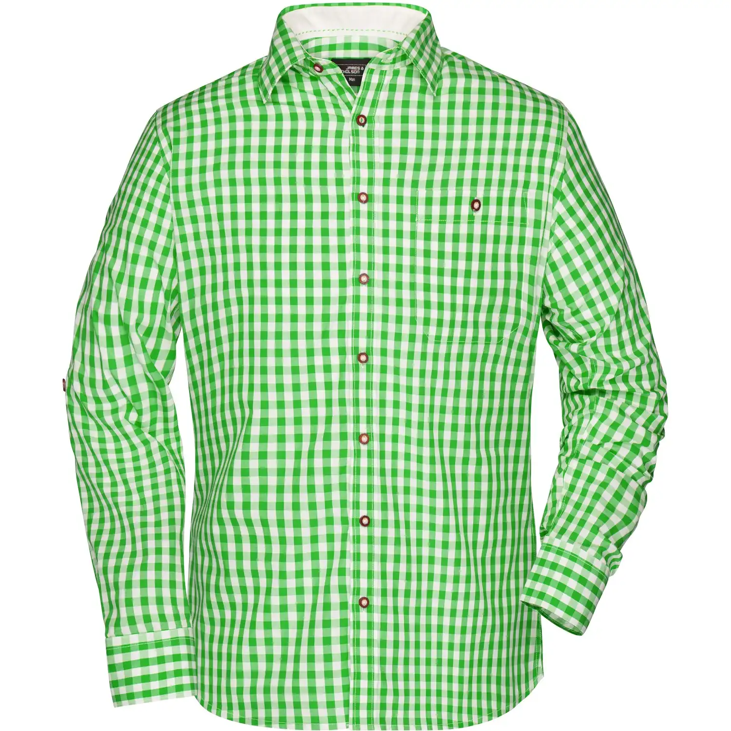 Hemd Trachtenlook "JN638" in green/white, 3XL - Bild 1