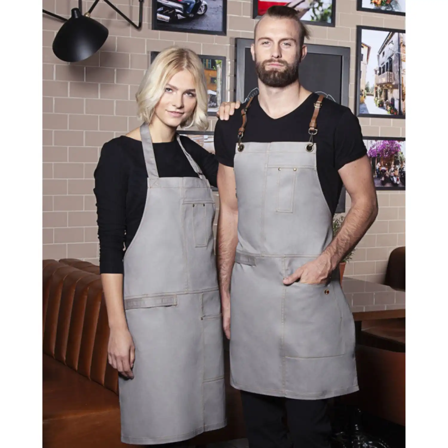 Latzschürze Urban Casual "LS 35" in steingrau - Thumbnail 3