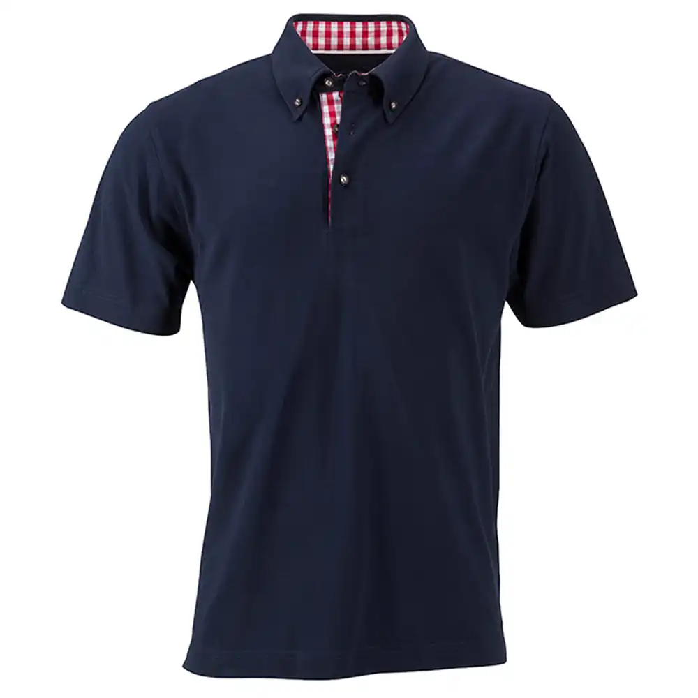 Polo-Shirt Trachtenlook "JN716" in navy/red-white, S - Thumbnail 1