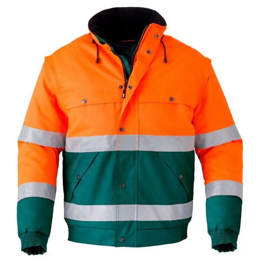 Warnschutz Pilotenjacke 3in1 "5139" High Visibility in grün/fluor orange, L - Thumbnail 1