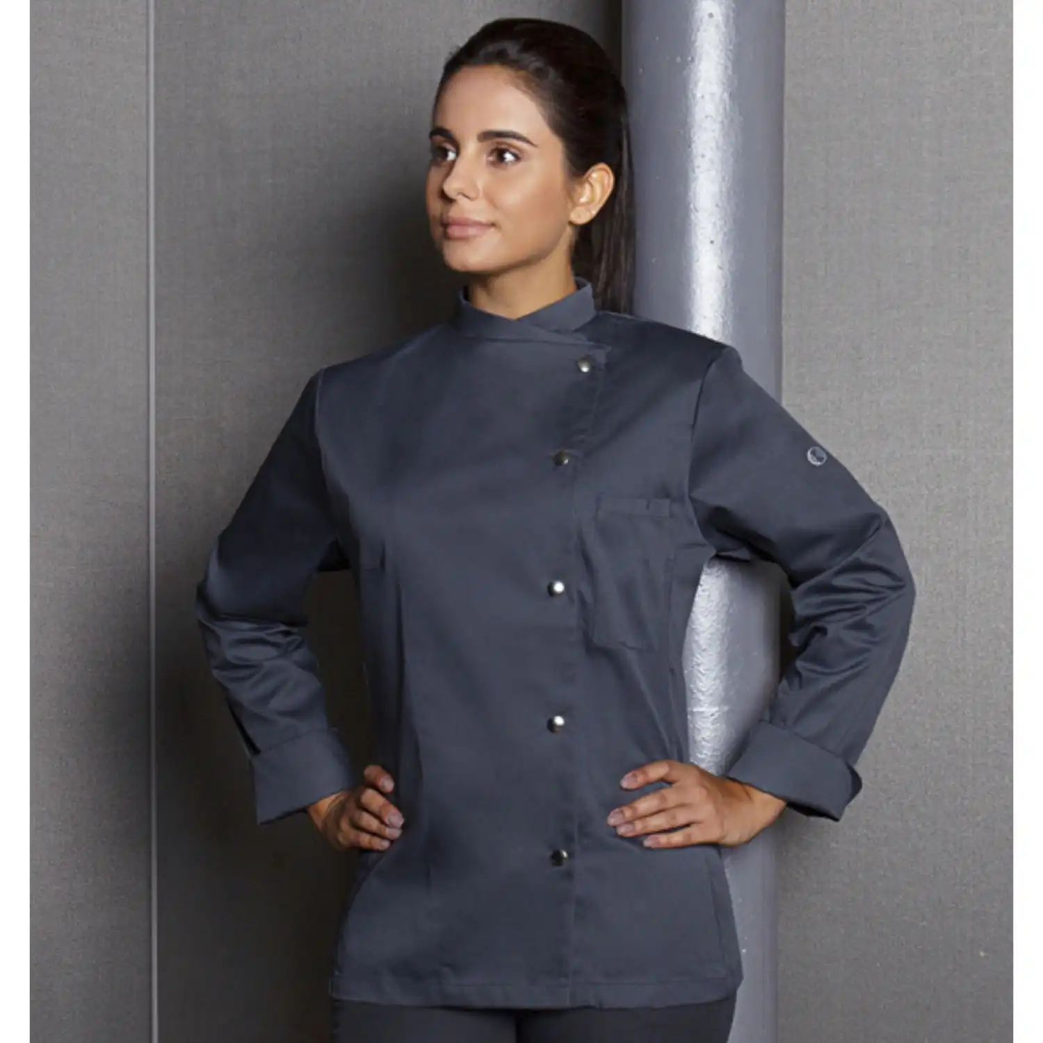 Damen Kochjacke Larissa "JF 3" in anthrazit, 48 - Thumbnail 6