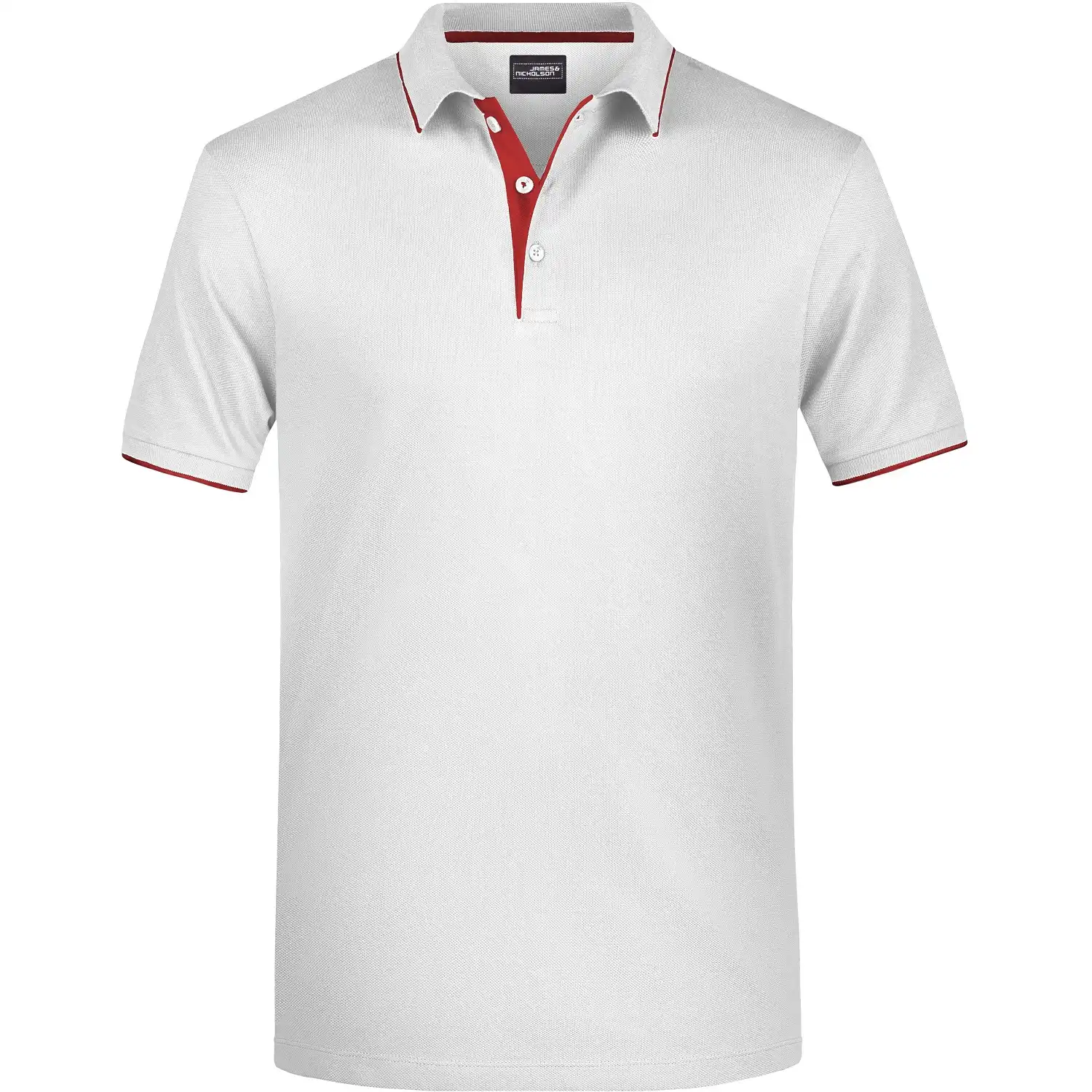 Polo-Shirt Stripe "JN728" in white/red, 3XL - Bild 1