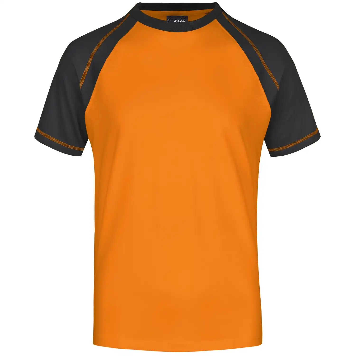 Raglan T-Shirt "JN010" in orange/black, L - Thumbnail 1