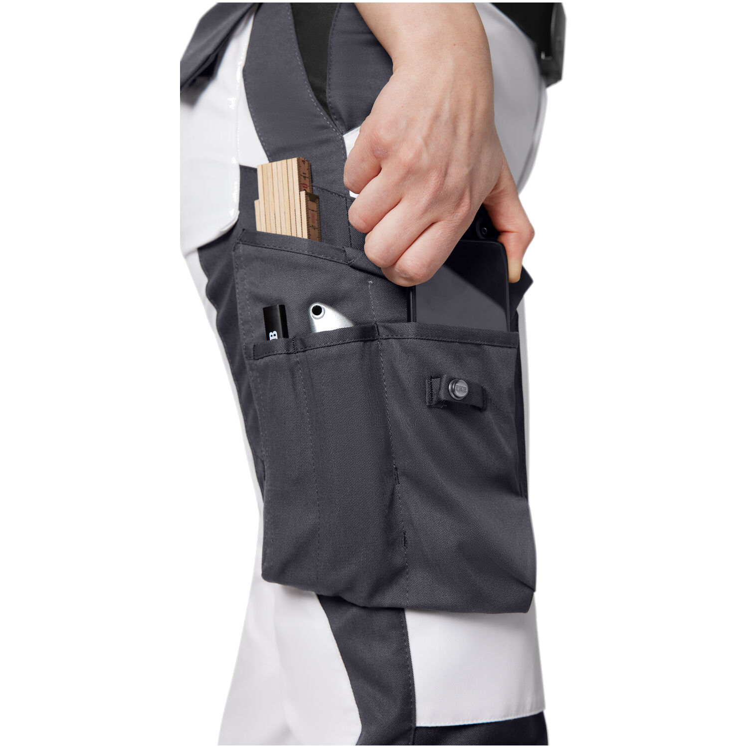 Damen Arbeitshose "ANNETTE" in weiß/anthrazit, 48 - Thumbnail 6