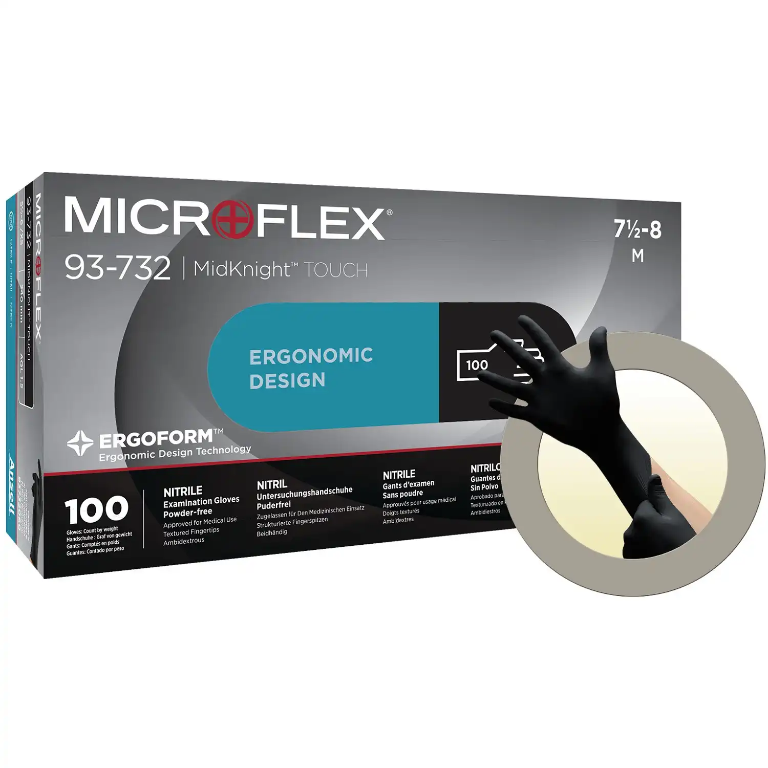 Nitril Einweghandschuhe "MircoFlex® MidKnight™ Touch" 93-732" | 100er Box in L - Thumbnail 1
