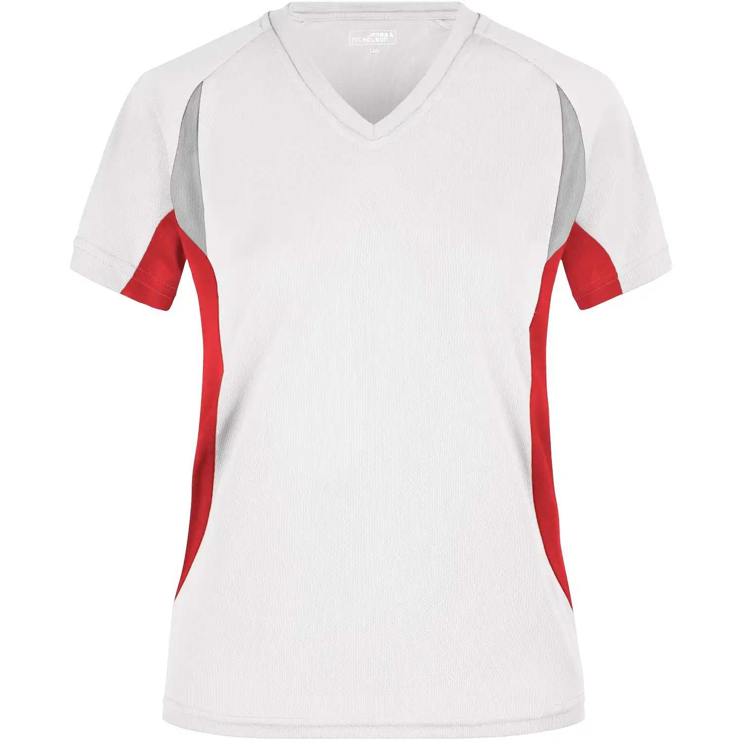 Damen Funktions-Laufshirt "JN390" in white/red, L - Thumbnail 1