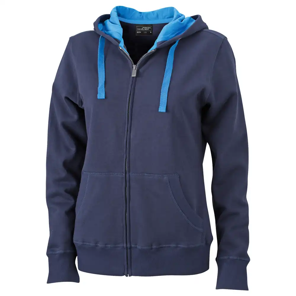 Damen Kapuzen Sweatjacke "JN594" in navy, L - Thumbnail 1
