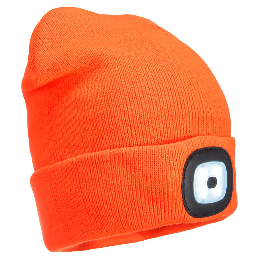 LED Wintermütze "B029" in fluororange - Thumbnail 1