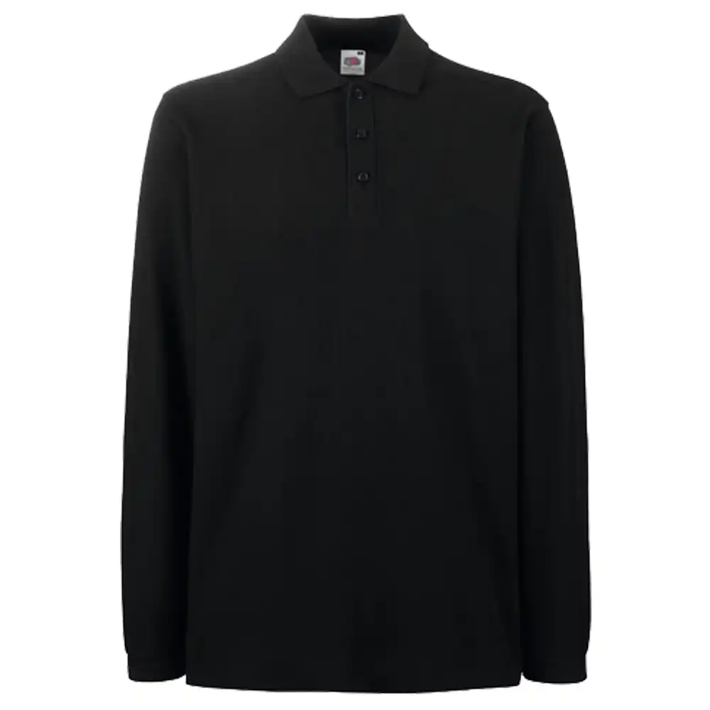 Langarm Polo-Shirt "F541N" Premium in black, L - Bild 1