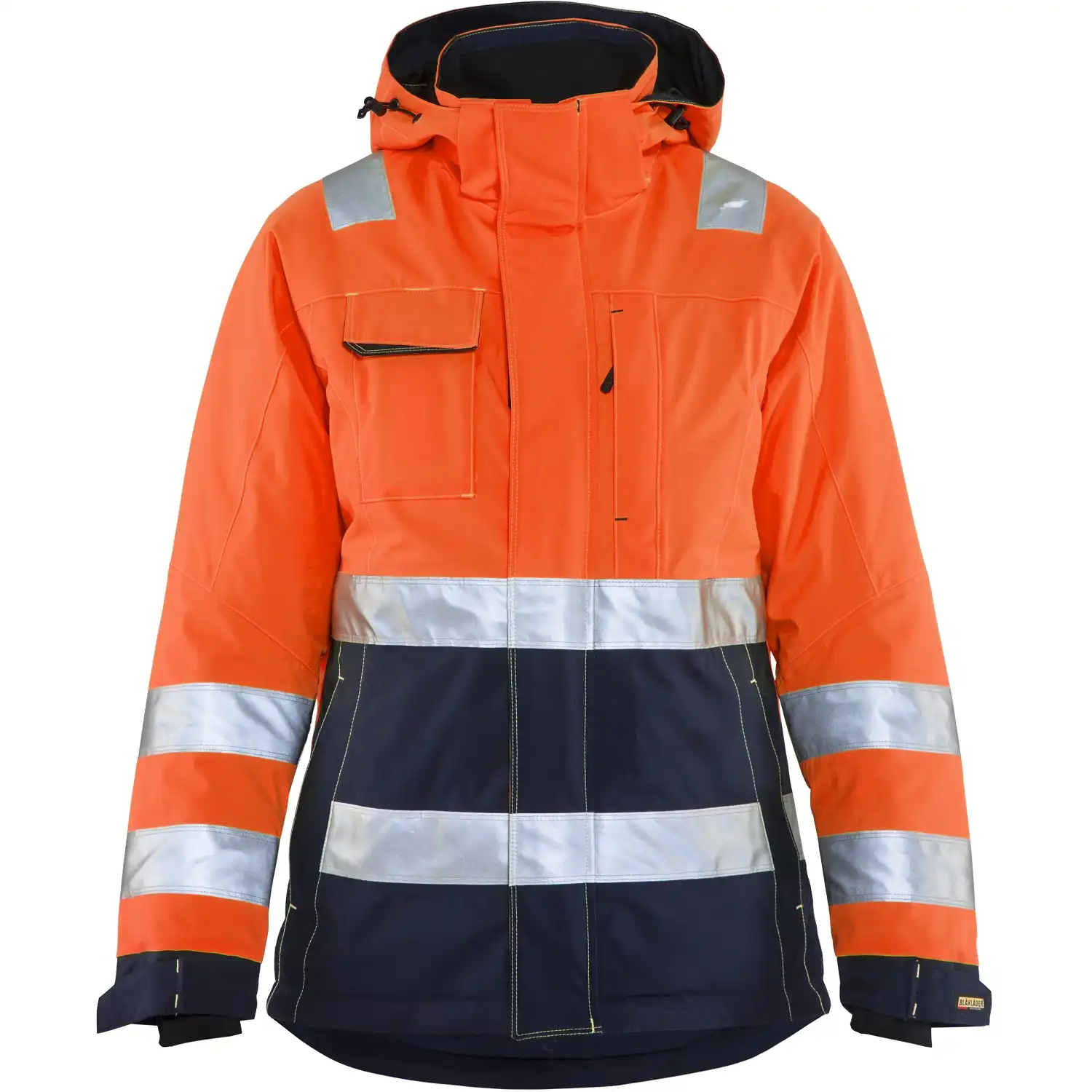 Damen Warnschutz Winterjacke "4872" in orange/marine, S - Thumbnail 1