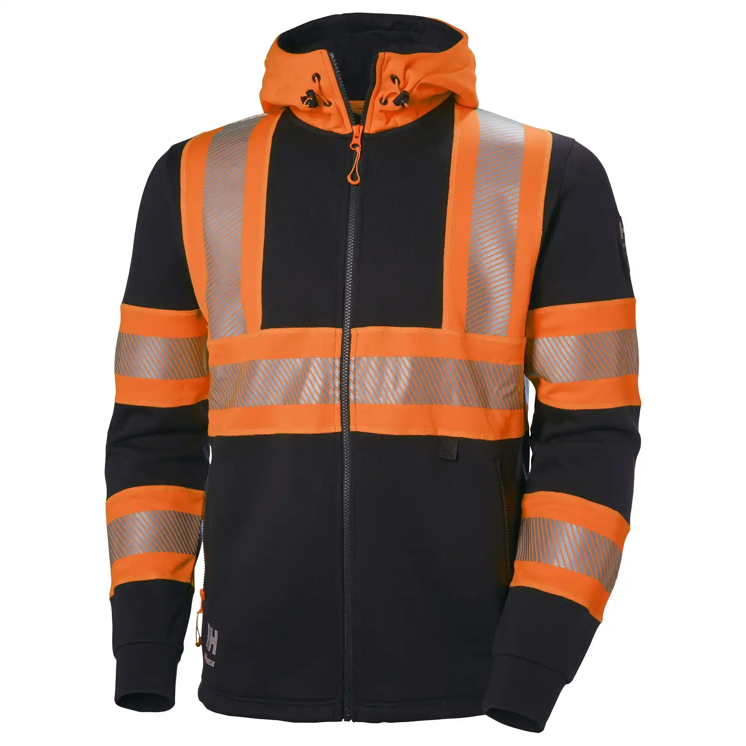 Warnschutz Kapuzen-Sweatjacke "ICU" in orange/schwarz, XS - Thumbnail 1