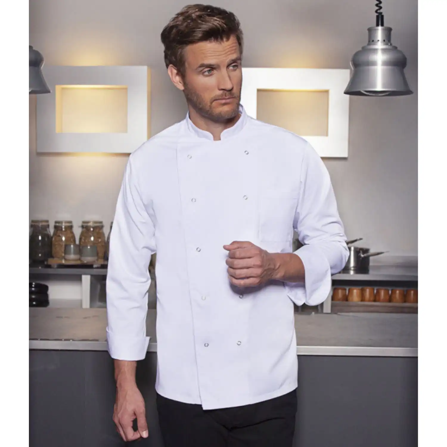 Basic Kochjacke "BJM 2" in L, Weiß - Thumbnail 6