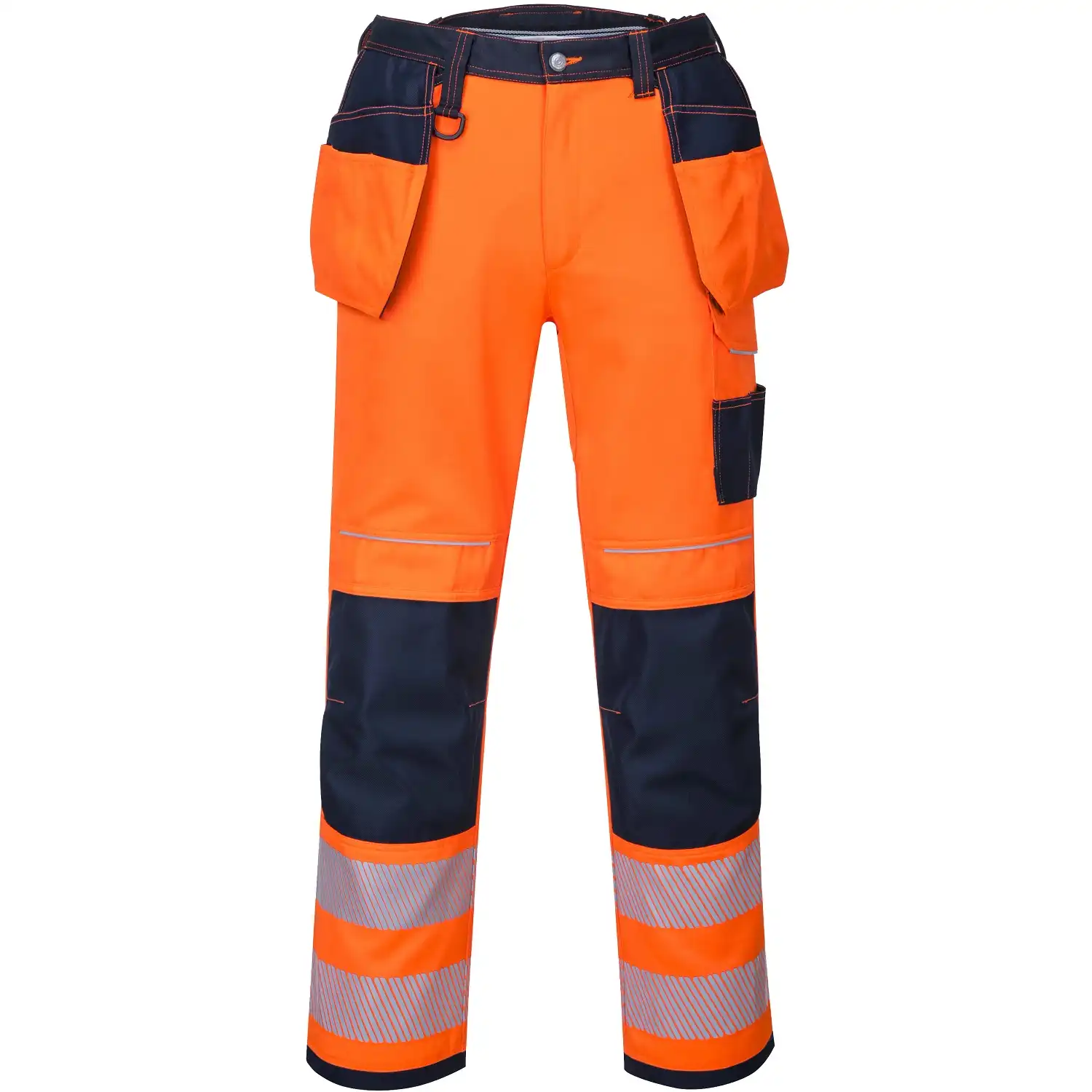 Warnschutz Handwerkerhose "T501" PW3 in orange/marine, 32 (EU 48) - Thumbnail 1