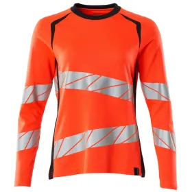 Damen Warnschutz Langarmshirt &quot;ACCELERATE SAFE&quot; UV-Schutz S, rot/schwarzblau