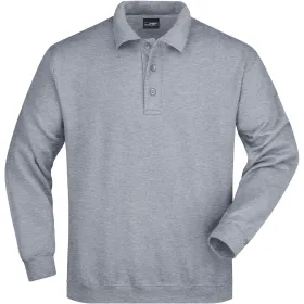 Polo Sweatshirt Heavy &quot;JN041&quot; L, grey-heather