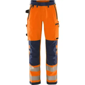 Damen Warnschutz Stretch Bundhose &quot;2665 GSTP&quot; Green Stiby orange/marine, R46