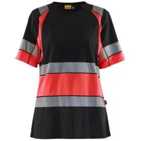 Damen Warnschutz T-Shirt &quot;3410&quot; 3XL, schwarz/rot