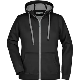 Damen Kapuzen-Sweatjacke Doubleface &quot;JN354&quot; schwarz, M