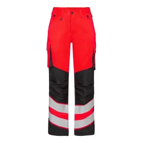 Damen Warnschutz Bundhose &quot;2543-319&quot; Safety Kl. 2 rot/schwarz, 38