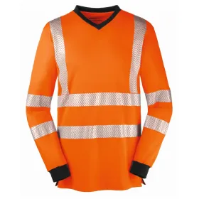 Warnschutz Langarmshirt &quot;JACKSONVILLE&quot; UV-Schutz L, orange/grau
