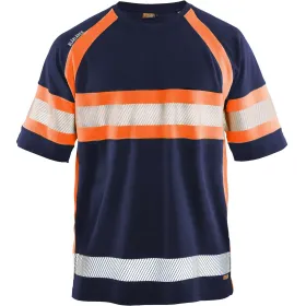 Warnschutz T-Shirt mit UV-Schutz "3337" marine/orange, L