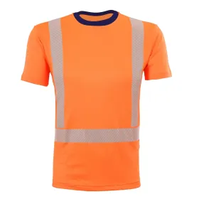 T-Shirt Lyocell &quot;ALLROUND WARNSCHUTZ&quot; warnorange/marine, XS