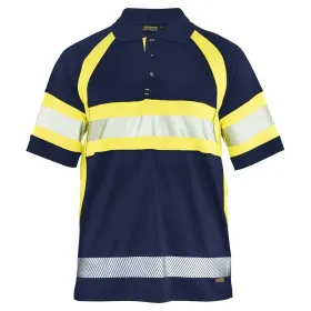 Warnschutz Polo-Shirt mit UV-Schutz &quot;3338&quot; marine/gelb, XL