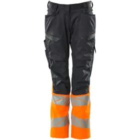 Damen Warnsch Bundhose ACCELERATE SAFE Kl 1 schwarzblau/orange, 82C56 (EU 56)
