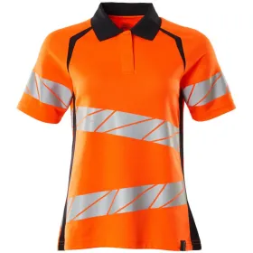 Damen Warnschutz Polo-Shirt &quot;ACCELERATE SAFE&quot; UV-Schutz orange/schwarzblau, XXL