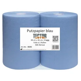 Putzpapier 38x36cm 3-lagig blau - 500 Blatt à 2 Rollen 