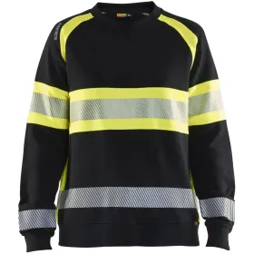 Damen Warnschutz Sweatshirt "3409" M, schwarz/gelb