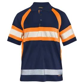 Warnschutz Polo-Shirt mit UV-Schutz "3338" marine/orange, L