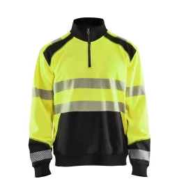 Warnschutz Zip-Sweatshirt &quot;3556&quot; L, gelb/schwarz