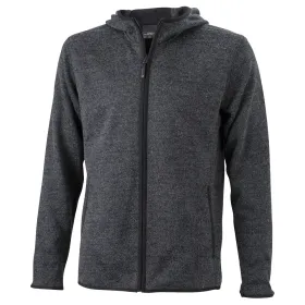 Strickfleece-Kapuzenjacke &quot;JN589&quot; M, dark-melange