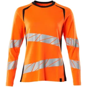 Damen Warnschutz Langarmshirt &quot;ACCELERATE SAFE&quot; UV-Schutz orange/schwarzblau, M