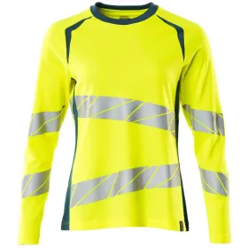 Damen Warnschutz Langarmshirt &quot;ACCELERATE SAFE&quot; UV-Schutz XS, gelb/dunkelpetroleum