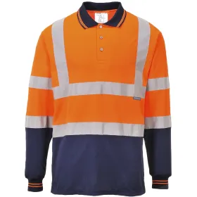 Warnschutz Langarm Poloshirt "S279" L, orange/marine