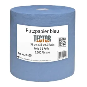 Putzpapier 38x36cm 3-lagig blau - 1000 Blatt/Rolle 