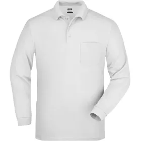 Langarm Polo-Shirt Piqué "JN029" XL, Weiß