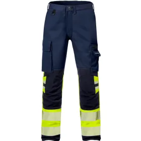 Damen Warnschutz Stretch Bundhose &quot;2708 PLU&quot; Stiby Kl. 1 gelb/marine, R44