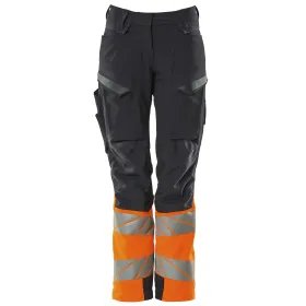 Damen Warnschutz Stretch Bundhose Kl. 1 &quot;ACCELERATE SAFE&quot; Diamond schwarzblau/orange, 82C50 (EU 50)