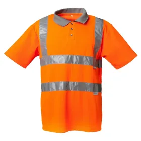 Warnschutz Polo-Shirt &quot;KONTRAST&quot; orange/grau 3XL
