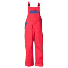 Kinder-Latzhose - 290g/m² 98/104, mittelrot/kornblau