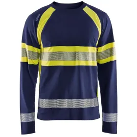 Warnschutz Langarmshirt &quot;3510&quot; marine/gelb, XXL