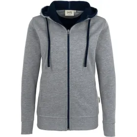 Damen-Kapuzen-Jacke Bonded 255 L, grau-meliert
