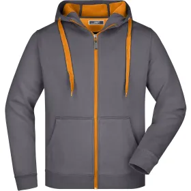 Kapuzen-Sweatjacke Doubleface &quot;JN355&quot; XL, carbon